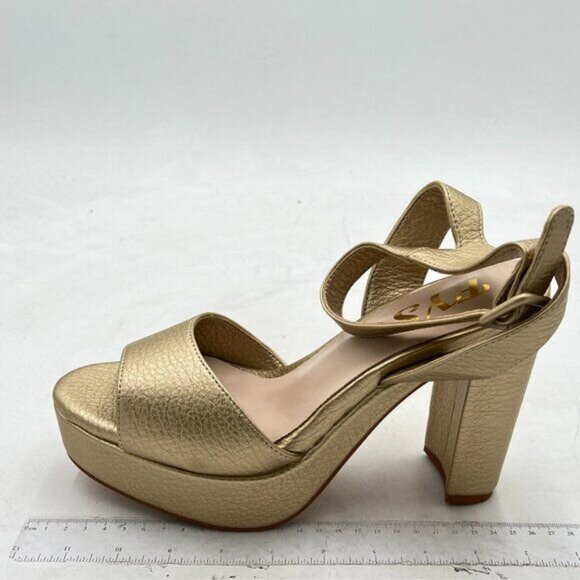 FYS Gold Open Toe Platform Ankle Strap Sandal Chunky High Heel Buckled Sandals - Picture 2 of 8